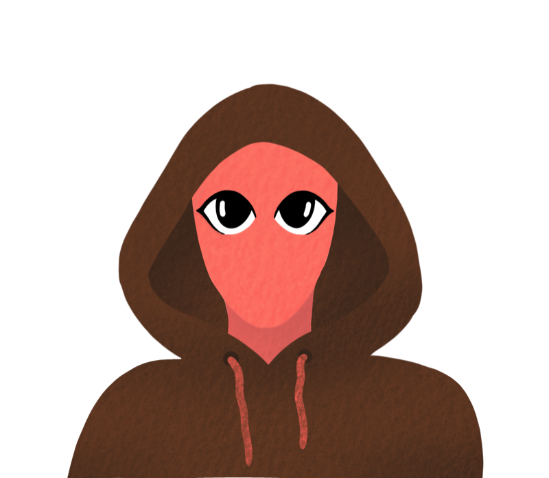 Kli Portrait in dunkelbraunem Hoodie / Klitoris Vulva