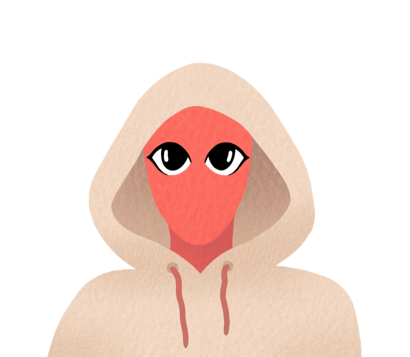 Kli Portrait in hellem Hoodie / Klitoris Vulva