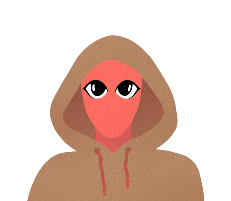 Kli Portrait in hellbraunem Hoodie / Klitoris Vulva